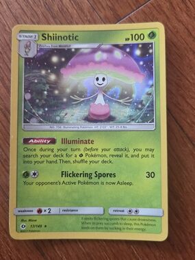 Pokemon Shiinotic Card - Pink & Green Holographic #b